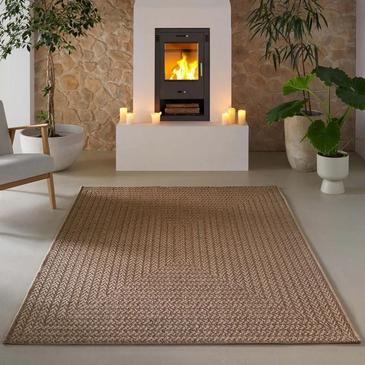 TaraCarpet Outdoorteppich Tara Carpet Sumatra Sumak Sisal Jute Look natur, rechteckig, Höhe: 10 mm, Küche Wohnzimmer Terrasse Garten Balkon natur 80x150 – Bild 1
