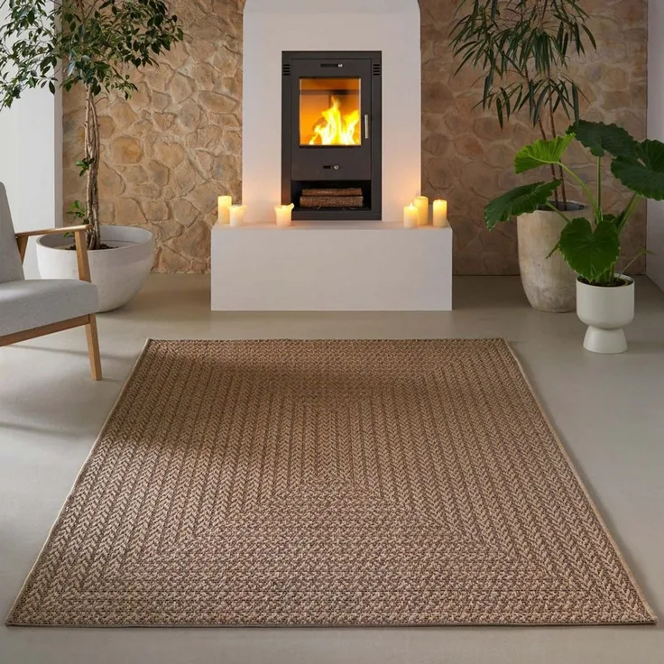 TaraCarpet Outdoorteppich Tara Carpet Sumatra Sumak Sisal Jute Look natur, rechteckig, Höhe: 10 mm, Küche Wohnzimmer Terrasse Garten Balkon natur 80x150