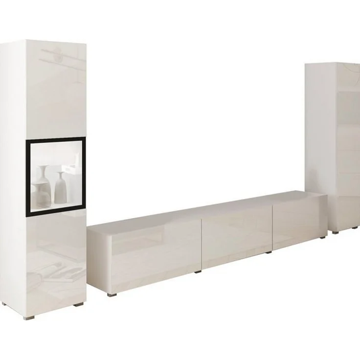 INOSIGN Wohnwand BERLIN III, (Komplett-Set, 3-St), moderne grifflose Mediawand Breite 260 cm, Vitrine mit Verglasung – Bild 4