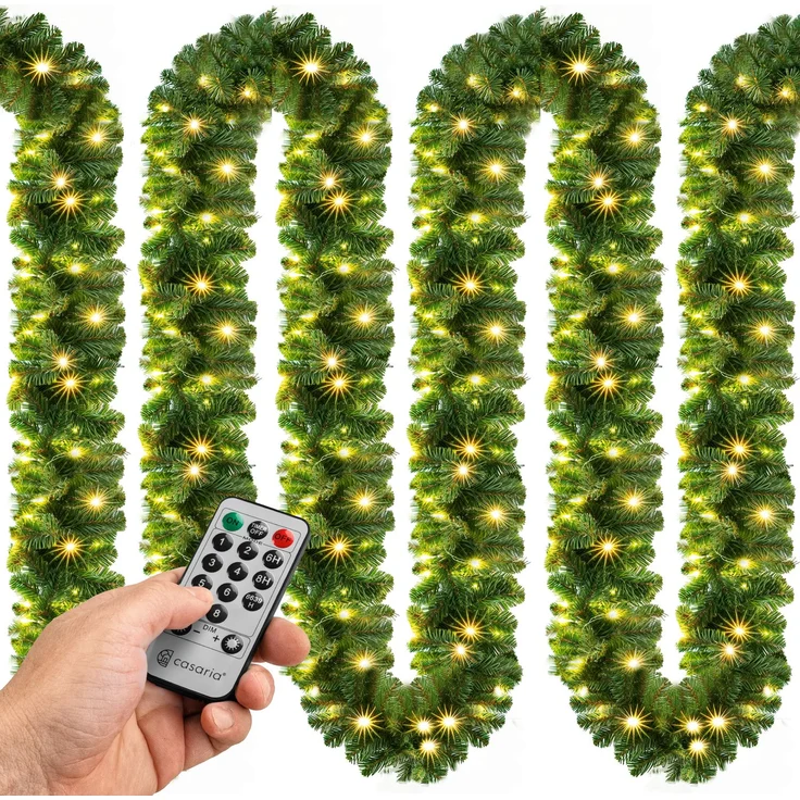 Casaria 2er Set Weihnachtsgirlande 100LEDs mit Fernbedienung – Bild 1