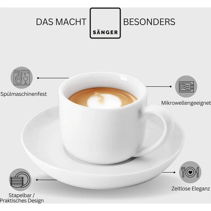 SÄNGER Porzellan Kaffeetassen Set Marlo 12-teilig für 6 Personen – Bild 4