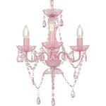 vidaXL Kronleuchter mit Perlen Rosa Rund 3×E14 281598