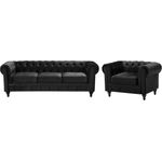 Sofa Set Samtstoff schwarz 4-Sitzer CHESTERFIELD