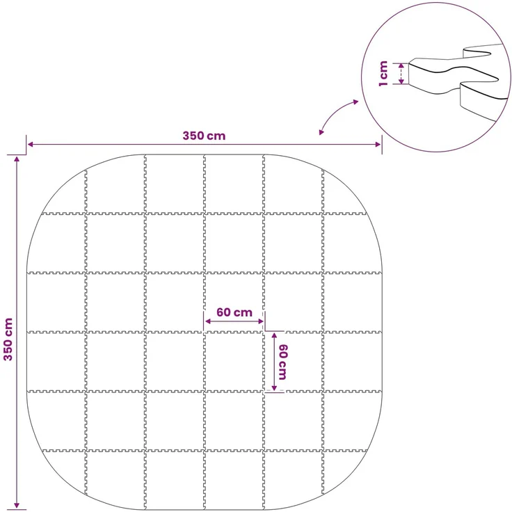 vidaXL Pool Bodenschutzmatte 36 stk. Ø 350 cm Rund EVA-Schaum Blau 42042641 – Bild 8
