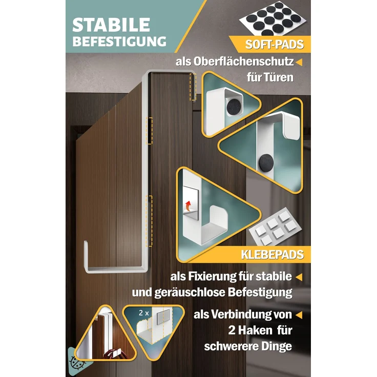 Aurelia Home Türhaken zum Einhängen, 10er-Set, Weiß – für Türen und Schranktüren, bis 8 kg – Bild 6