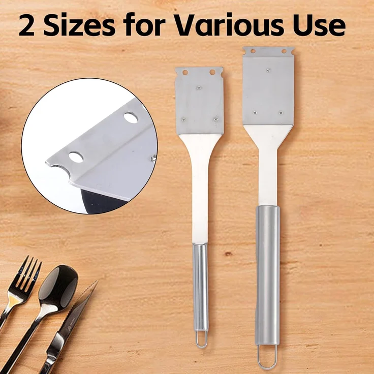 ABC Grillbürsten-Set mit Schaber, 14 Zoll / 16,5 Zoll, aus Edelstahl – Bild 4