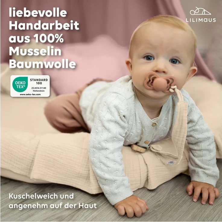 lilimaus Bodenkissen Sitzkissen für Kinder aus Musselin - Spielmatte & Kuschelecke, mit zarter Rüscheneinfassung - zum Lesen, Spielen & Kuscheln – Bild 2