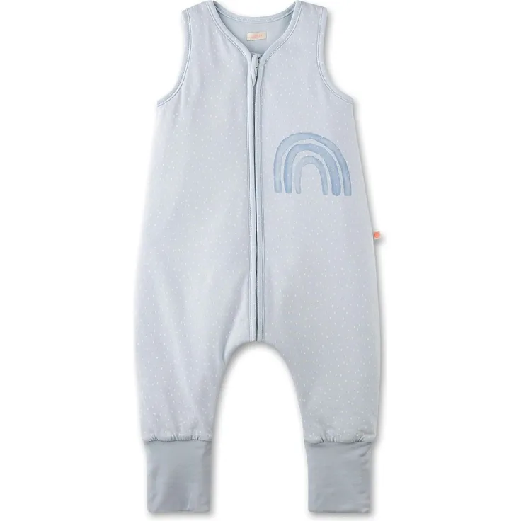SANETTA Baby-Schlafsack mit Füßen Blau | Praktischer und bequemer Unisex-Schlafsack aus Bio-Baumwolle. Baby-Schlafsack mit Reißverschluss und Regenbogen-Print | Baby Sleeping Bag