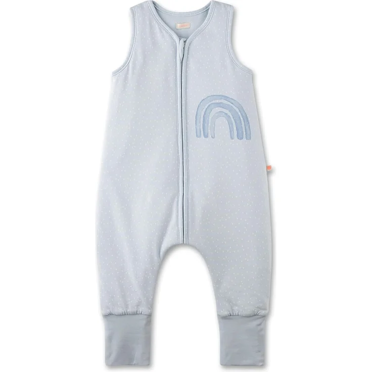 SANETTA Baby-Schlafsack mit Füßen Blau | Praktischer und bequemer Unisex-Schlafsack aus Bio-Baumwolle. Baby-Schlafsack mit Reißverschluss und Regenbogen-Print | Baby Sleeping Bag – Bild 1