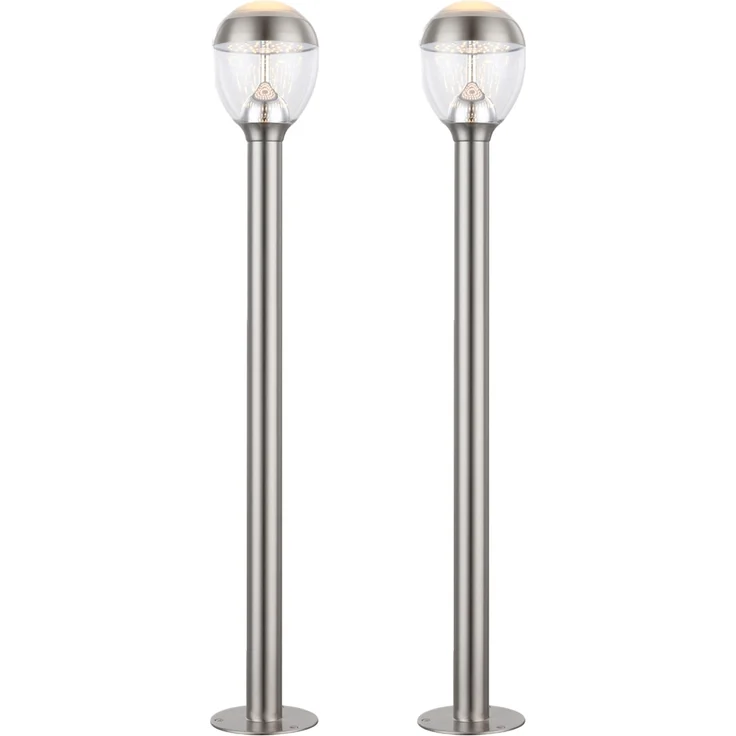 2er Set ausgefallene LED Wegeleuchten aus Edelstahl in Silber, Höhe 99cm – Bild 2