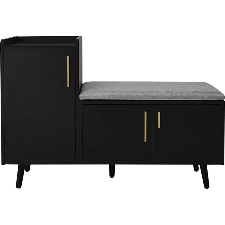SOFTWEARY Schuhschrank mit Sitzfläche Breite 100 cm, 3 Türen, schmal