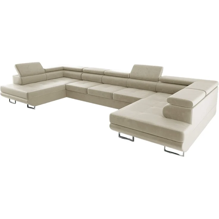 thematys Ecksofa Aston U 403 x 203 cm, mit Schlaffunktion, mit Bettkasten, mit verstellbaren Kopfstützen, Beige (Monolith 02), Ausrichtung 390 cm|350 cm – Bild 2