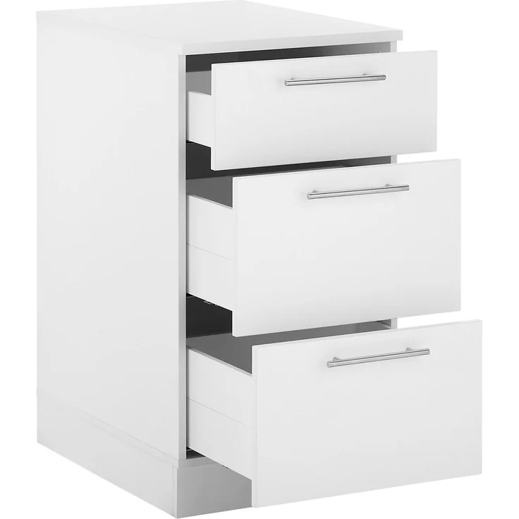 XORA 'PRIMUS' Küchenschrank Unterschrank Weiß, Holznachbildung weiß, 50 x 92 x 68 cm, mit 3 Schubladen – Bild 3