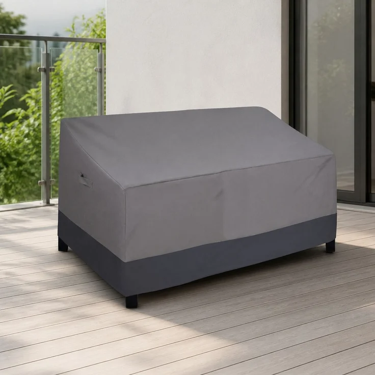 Outdoor-Sofa-Schutzhülle, 210D Oxford-Gewebe, Grau-Schwarz, 224 x 83 x 84 cm – Bild 2