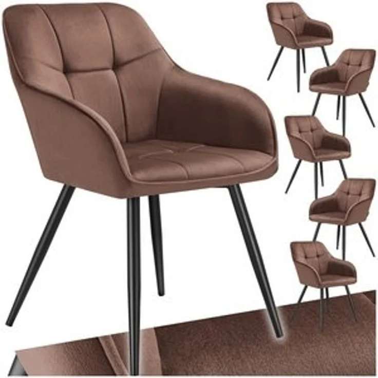 tectake Esszimmerstuhl Stuhl Marilyn, Samtoptik, gesteppt (Set, 6 St), Extra weicher Samtbezug mit elegantem Steppmuster – Bild 6