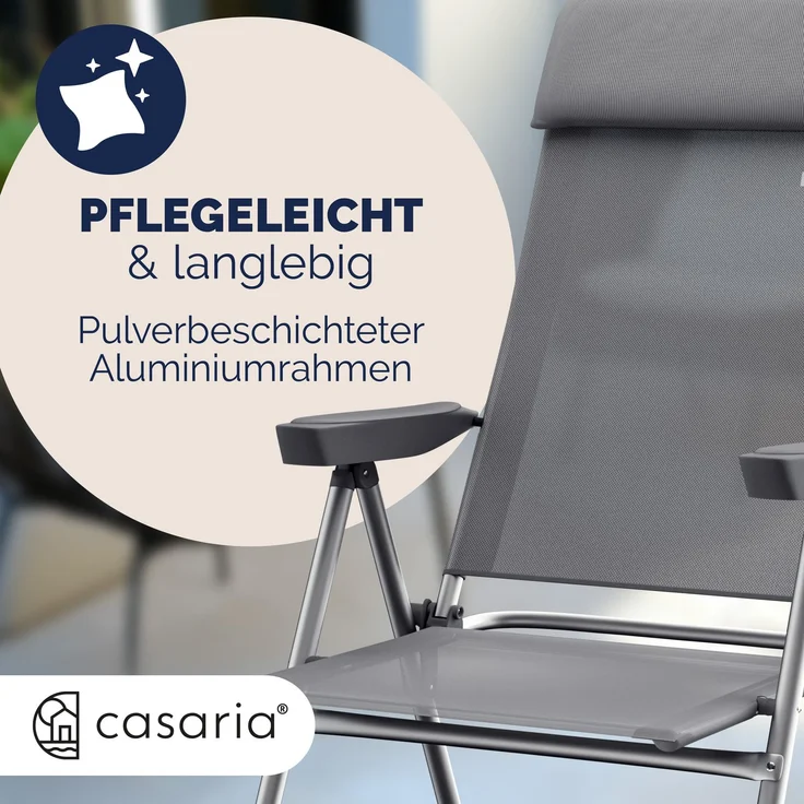 Casaria Alu Gartenstuhl Klappbar Grau 2er Set – Bild 8