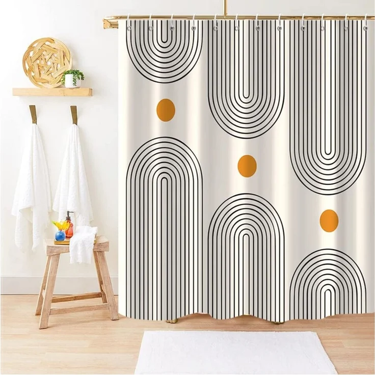 Zyronn Duschvorhang Wasserdichter Polyester-Duschvorhang, Boho-Duschvorhang, mit 12 Haken, dicker schimmelresistenter Duschvorhang – Bild 3