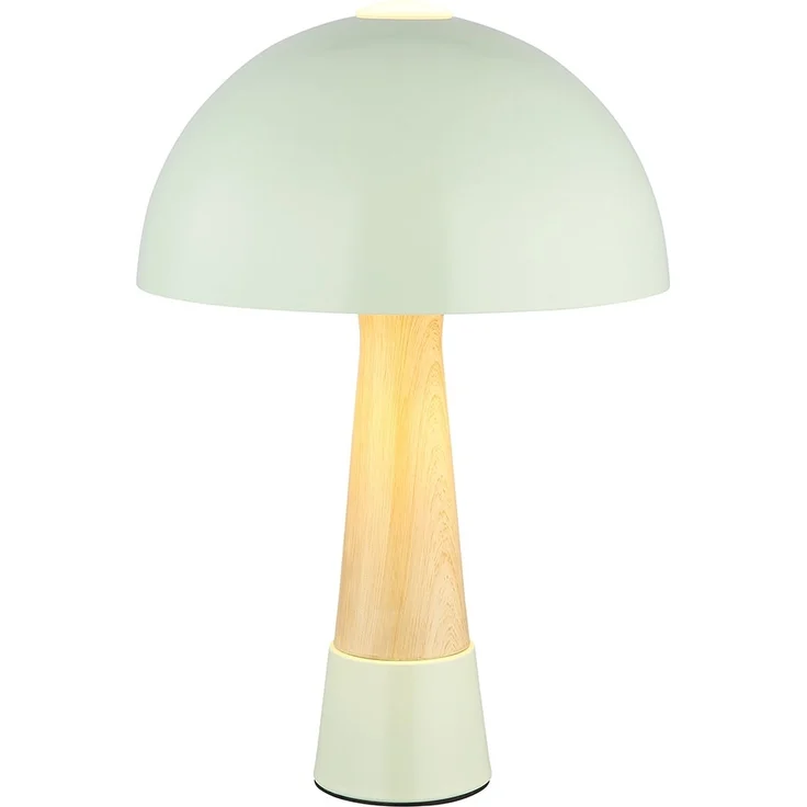 Retro Tischleuchte Pilz, Holzoptik, grün, E27, H 36,5 cm – Bild 9