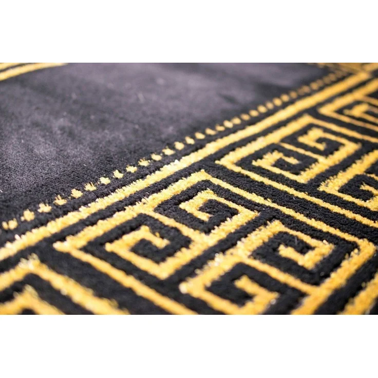 Carpetia Teppich Teppich Wohnzimmer mit Bordüre Mäander Muster schwarz gold, rechteckig, Höhe: 12 mm – Bild 4