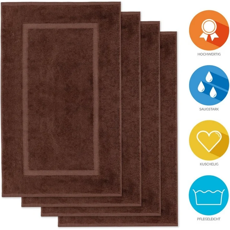Lavea Badematte 4er Set Badeteppiche Elena Frottee 50x80 cm Badvorleger, 100% Baumwolle, 500 g/m² Frottier, weich & saugstark, pflegeleicht – Bild 2