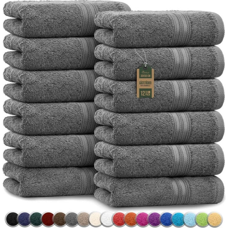 NatureMark Gästehandtuch Gästetuch 500gsm, 100% Baumwolle (12-St), Gästehandtuch Premium Qualität, 30x50 cm, Anthrazit grau – Bild 1