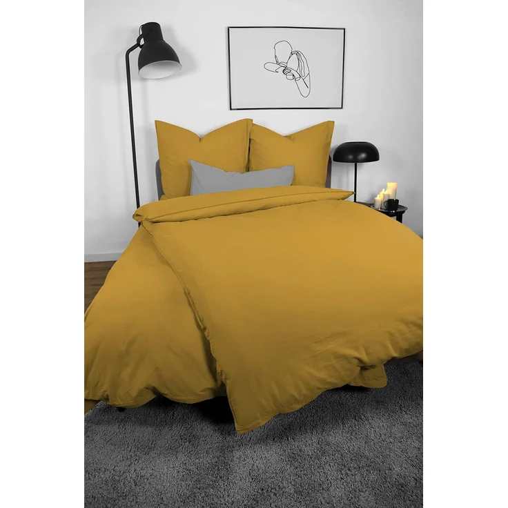 jilda-tex Bettwäsche Lissabon, Renforcé (Bio-Baumwolle), 2 teilig, unifarben, stonewashed und in vielen Farben – Bild 2