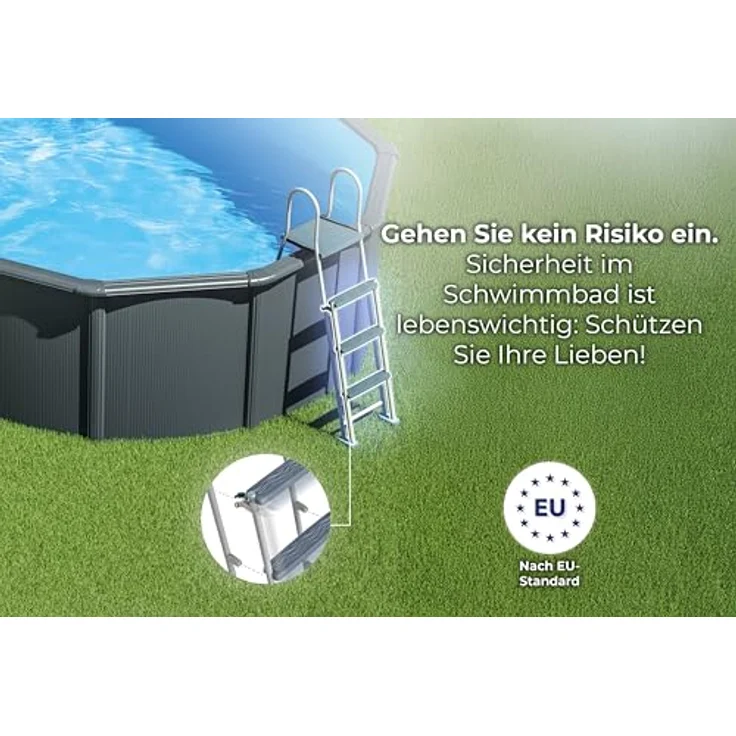 GRE Stahlwandpool-Set 'Anthracite' Ø 350 × 120 cm, mit Sandfilteranlage 4 m³/h, Edelstahl-Sicherheitsleiter und UV-Schutz PVC-Auskleidung – Bild 5