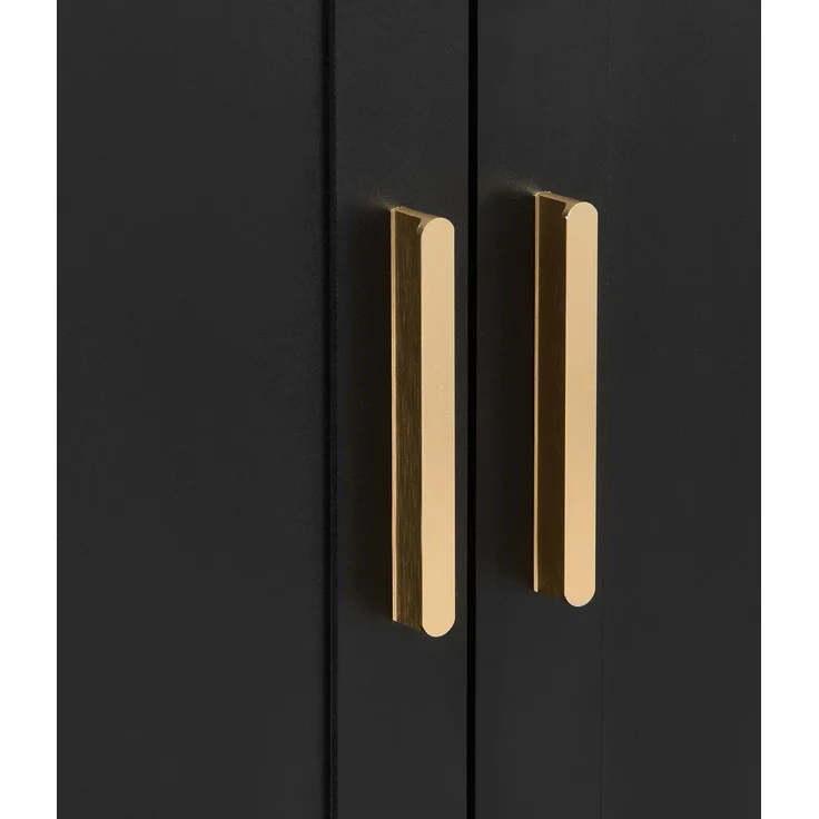 DESVIAE Garderobenschrank mit Spiegel und Schuhbank 110x185,5x33 cm MDF Schwarz – Bild 9