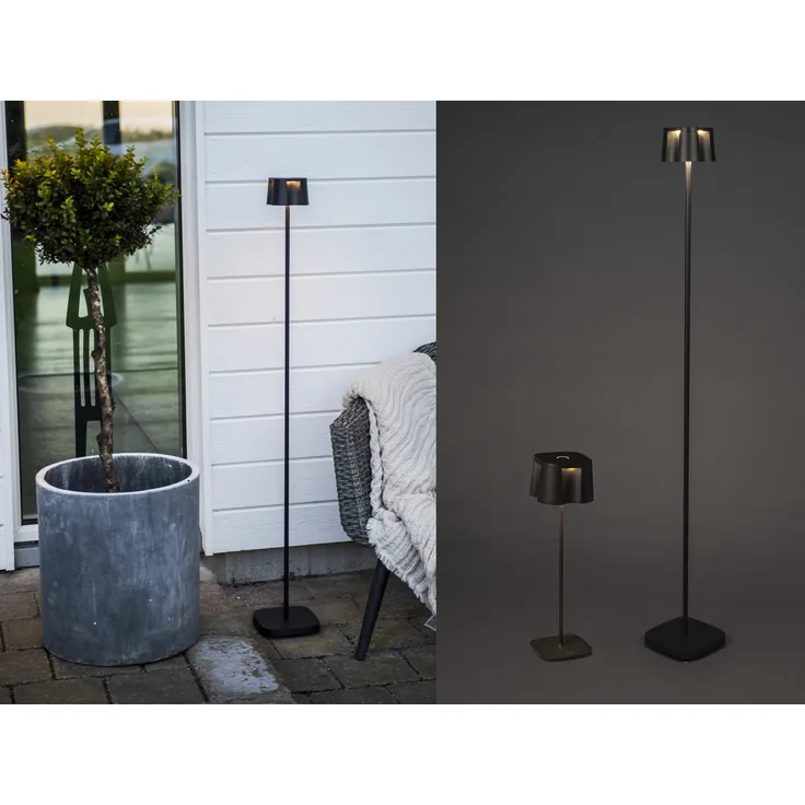 SET Akku Stehlampe 120cm & Tischleuchte 36cm für Outdoor kabellos Schwarz