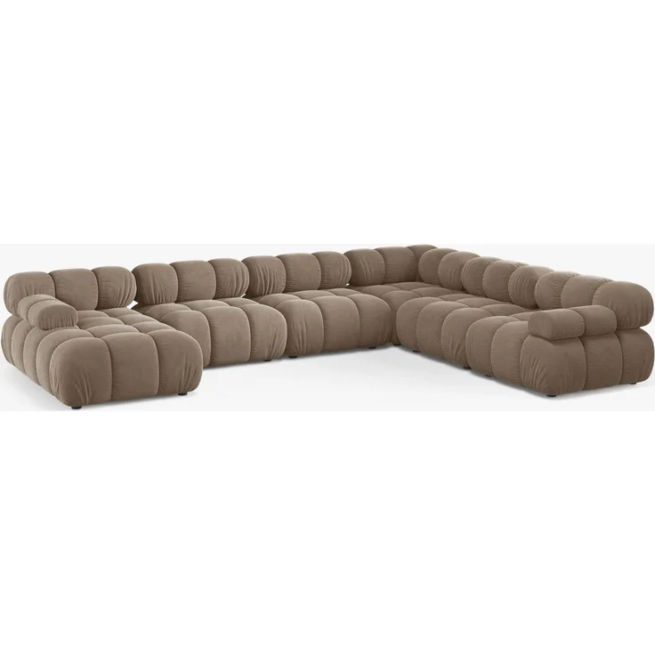Micadoni Modulares Panorama Ecksofa Bellis 8-Sitzer Samt Bluvel Cappuccino Rechts – Bild 1