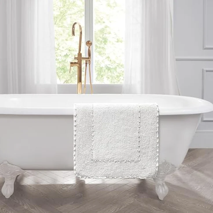 Laura Ashley Badvorleger, gerüscht, Baumwolle, 43x61 cm, Weiß – Bild 7