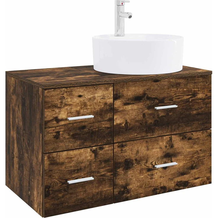 vidaXL Badezimmerschrank-Set 2 stk. Geräucherte Eiche 3403988 – Bild 2