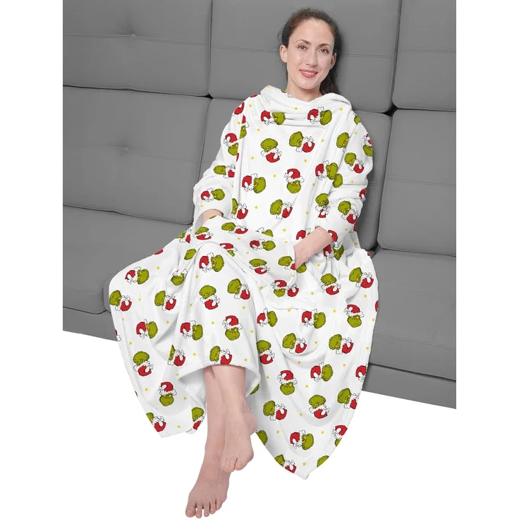 Wohndecke The Grinch TV Decke mit Ärmeln und Taschen Kuscheldecke 130 x 170 cm, United Labels® – Bild 1