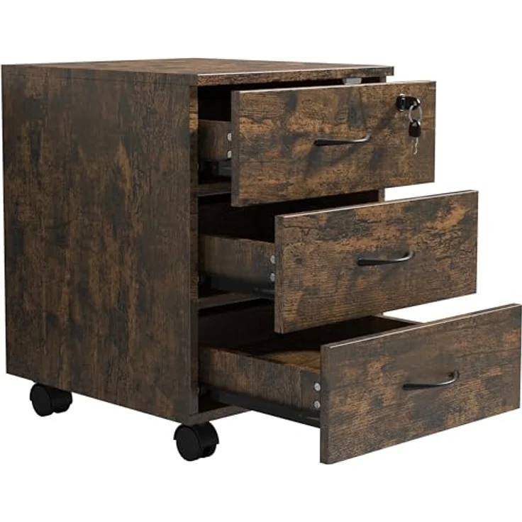 MID.YOU Rollcontainer Baula, Eiche dunkel, Metall, 3 Schubladen, 40x54x44 cm – Bild 4