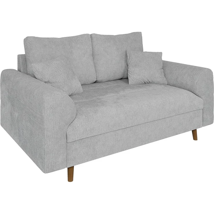 S-Style Möbel 2-Sitzer Sofa Kristian mit Braun Holzfüßen aus Chenille-Stoff, mit Wellenfederung