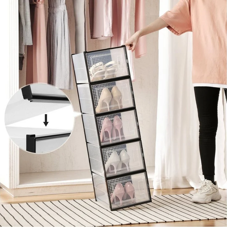 Songmics Schuhbox Schuhbox (18 St), faltbar, bis Größe 44 oder 46 – Bild 3