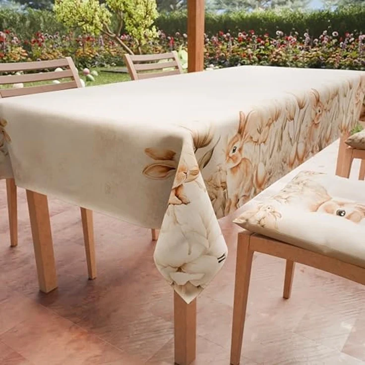 Petti Artigiani Italiani - Tischdecke für Ostern, schmutzabweisend, rechteckig, für die Küche, Design Sweet Easter, für 14 Plätze (140x300 cm), 100% Made in Italy – Bild 1