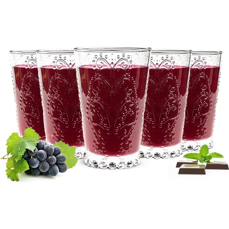 6 Trinkgläser mit Relief 350ml Cocktailgläser Saftgläser Rotweingläser Weißweingläser