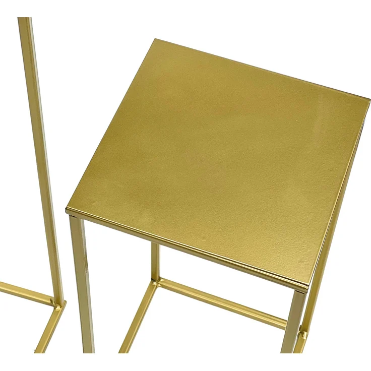 DanDiBo Blumenhocker Metall Gold Eckig 3er Set Blumenständer Beistelltisch 96406 Blumensäule Modern Pflanzenständer Pflanzenhocker – Bild 3