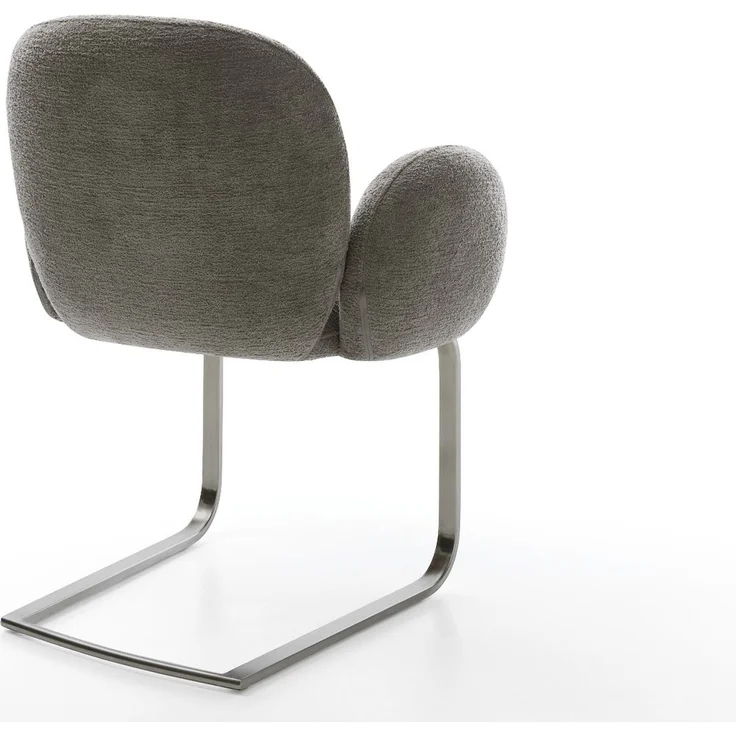 Freischwinger Nube-Flex mit Armlehnen Bouclé Soft Schlamm Freischwinger flach Graphit Taschenfederkern – Bild 5
