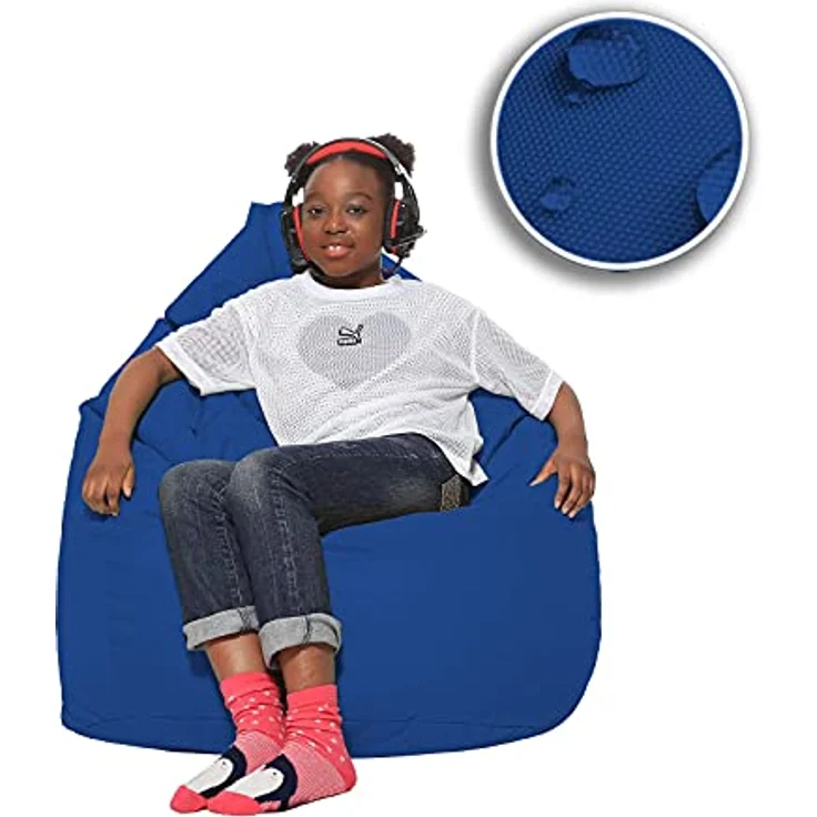 HomeIdeal - Sitzsack XXL Bodenkissen für Erwachsene & Kinder - Geeignet für Gaming oder Entspannen - Indoor wie Outdoor da er Wasserfest ist - mit EPS Perlen, Farbe:Blau, Größe:XXL – Bild 9