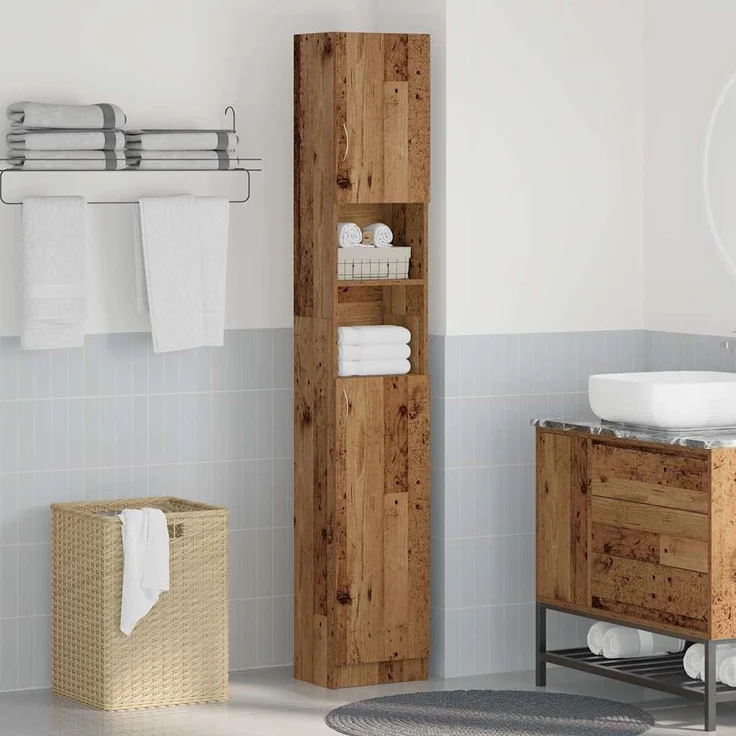 vidaXL Badschrank Altholz-Optik 32x25,5x190 cm Holzwerkstoff 856048 – Bild 2