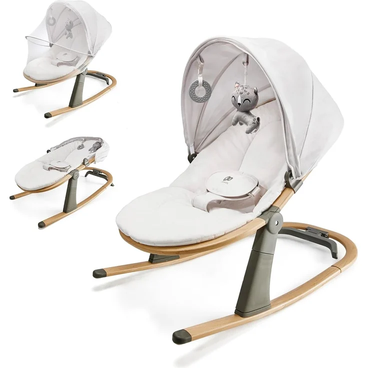 Kinderkraft ELSU Babywippe 2in1 ab Geburt, Hüpfstuhl für Babys Neugeborene 0-9 kg, 2 Spielzeuge zur Aktivierung, Verstellbarer, Leicht, Weiches Material, Grau – Bild 1