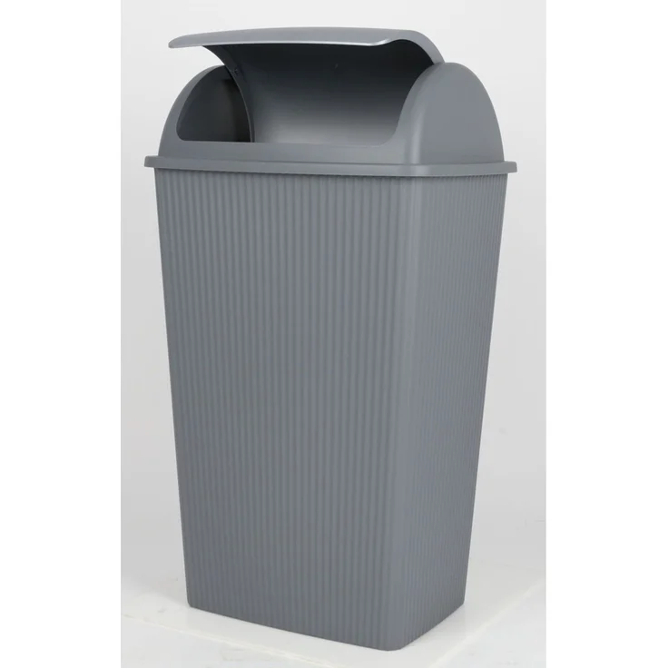 12x Schwingdeckeleimer 45 Liter grau ca. 40x30x70 cm großer Abfalleimer aus Kunststoff für Haushalt Büro Gewerbe – Bild 4