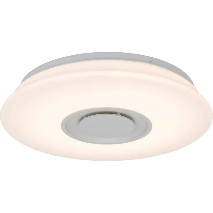 BRILLIANT Lampe Donata LED Wand- und Deckenleuchte 37cm weiß | 1x 12W LED integriert, 800lm, 3000K | Farbwechselnde RGB-Applikation | Über Wandschalter in 4 Stufen einstellbar