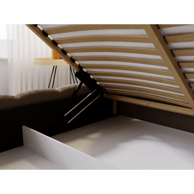 GRAINGOLD Cloud Bett 160x200, Polsterbett mit Bettkasten, Bouclé-Stoff, mit Kopfteil, Braun – Bild 6