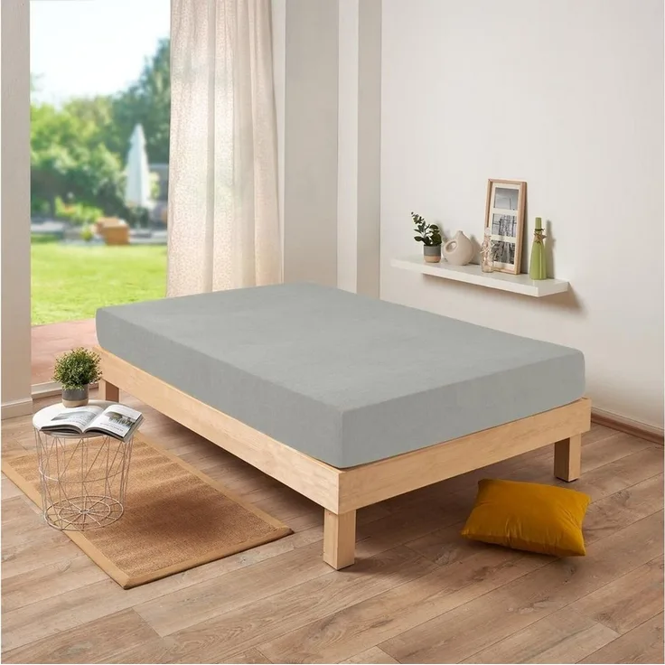 Traumschlaf 'Frottee Stretch' Spannbettlaken, Baumwolle / Polyester grau, 90x200 cm - 100x200 cm
