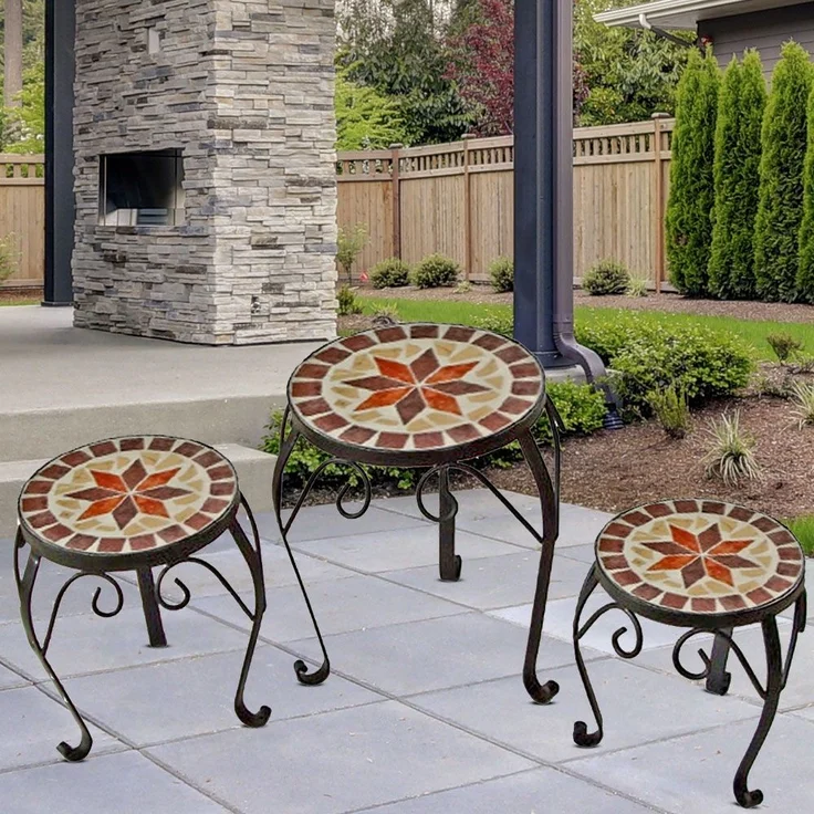 3er Set Mosaik Blumenhocker, rund – Bild 3