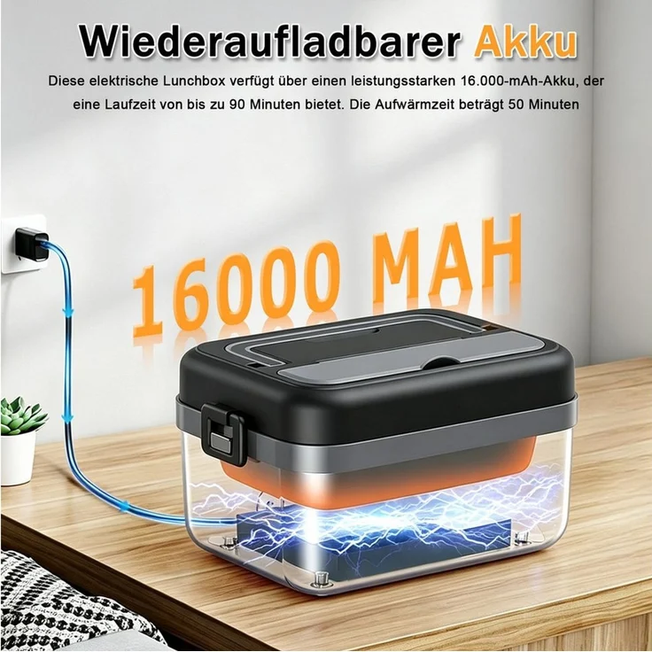 AKKEE Elektrische Lunchbox 1L Electric Lunch Box for Adult mit automatischer Aufheizfunktion, Wärmespeicher- und Timer-Heizfunktionen – Bild 4