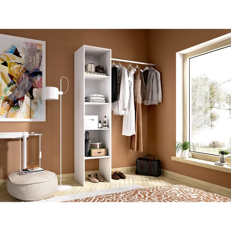 Vente-unique - Kleiderschranksystem mit Wandgarderobe - 137 cm - Weiß - GAETAN